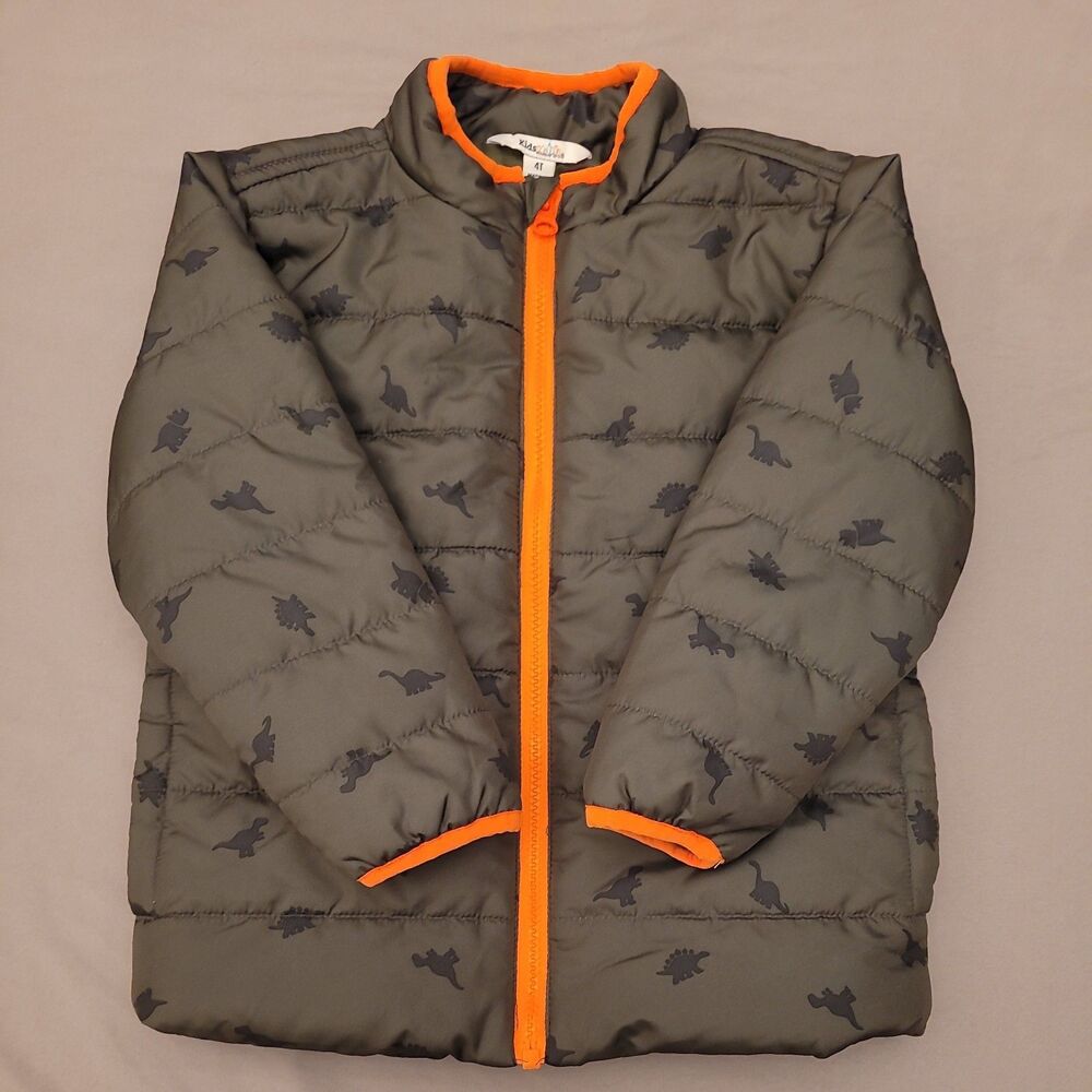 Kids Headquarters Toddler Army Green Dinosaur Print Zip-Up Jacket Boys Size 4T